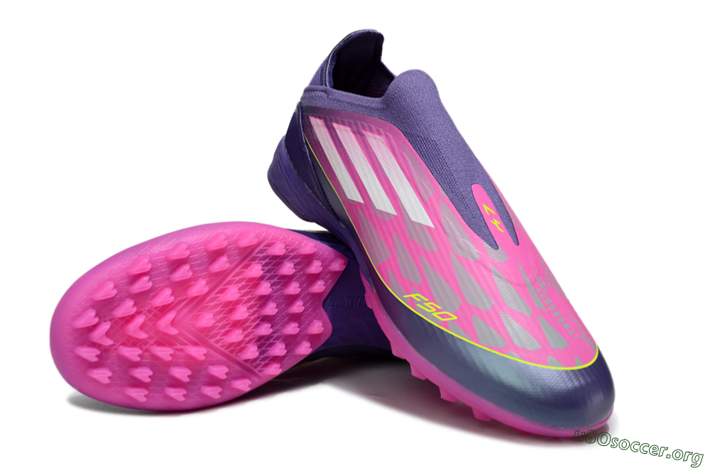 Adidas F50 Elite Laceless TF Football Shoes - Pink/Purple/Yellow 4