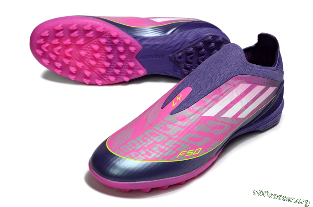Adidas F50 Elite Laceless TF Football Shoes - Pink/Purple/Yellow 0