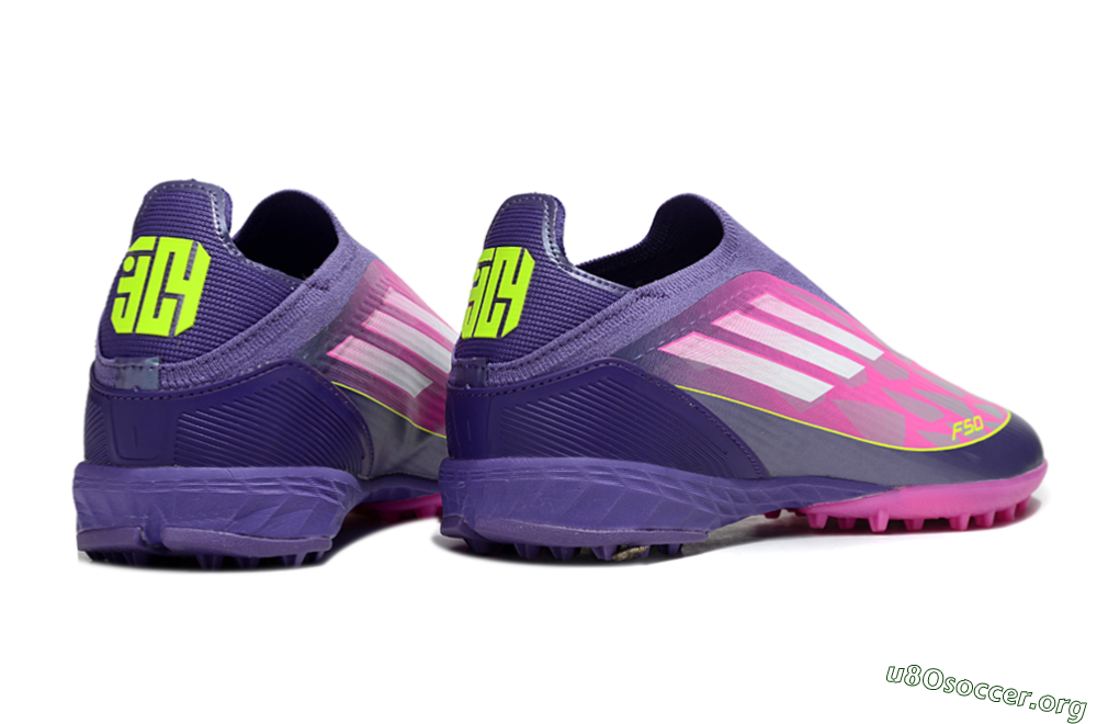 Adidas F50 Elite Laceless TF Football Shoes - Pink/Purple/Yellow 7