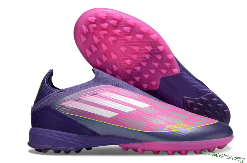 Adidas F50 Elite Laceless TF Football Shoes - Pink/Purple/Yellow 2