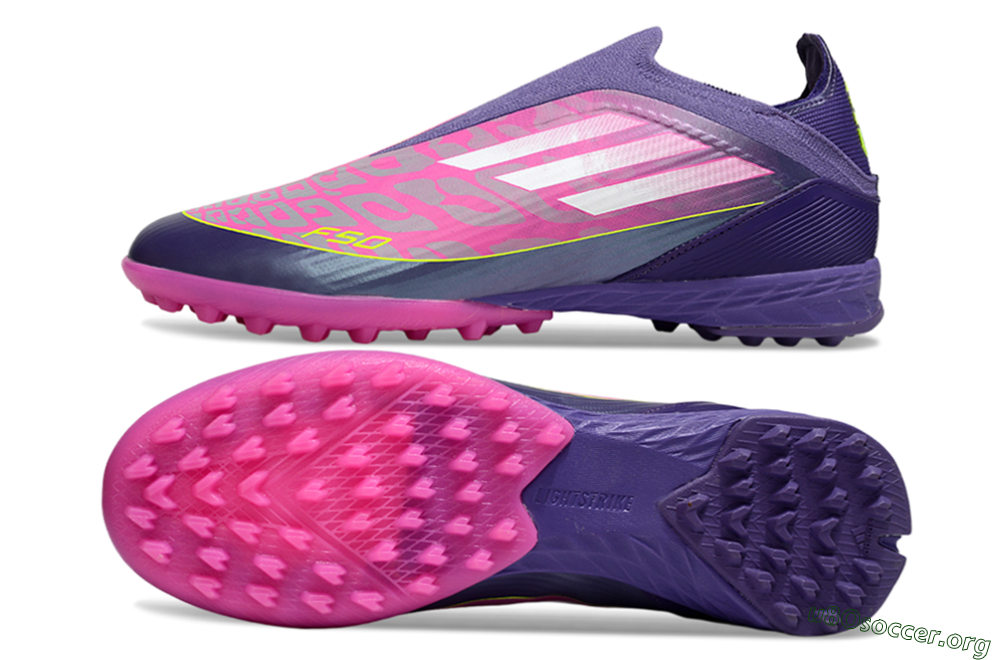 Adidas F50 Elite Laceless TF Football Shoes - Pink/Purple/Yellow 1
