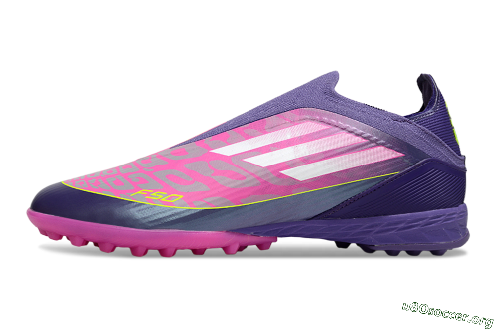 Adidas F50 Elite Laceless TF Football Shoes - Pink/Purple/Yellow 3