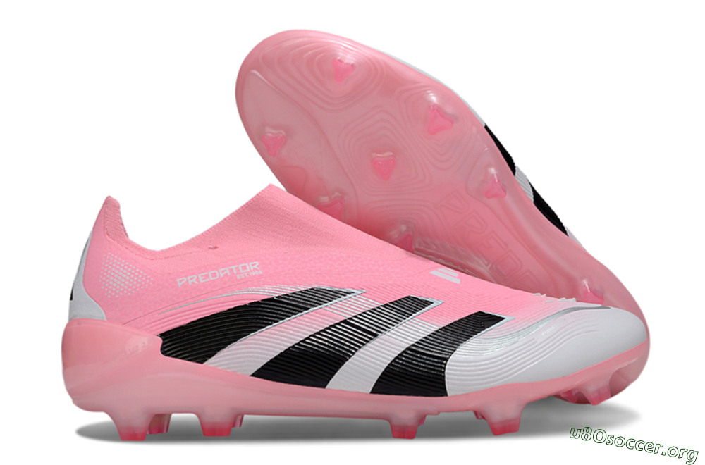 Adidas Predator 25 Elite Laceless FG Football Boots - Pink/White/Black 2