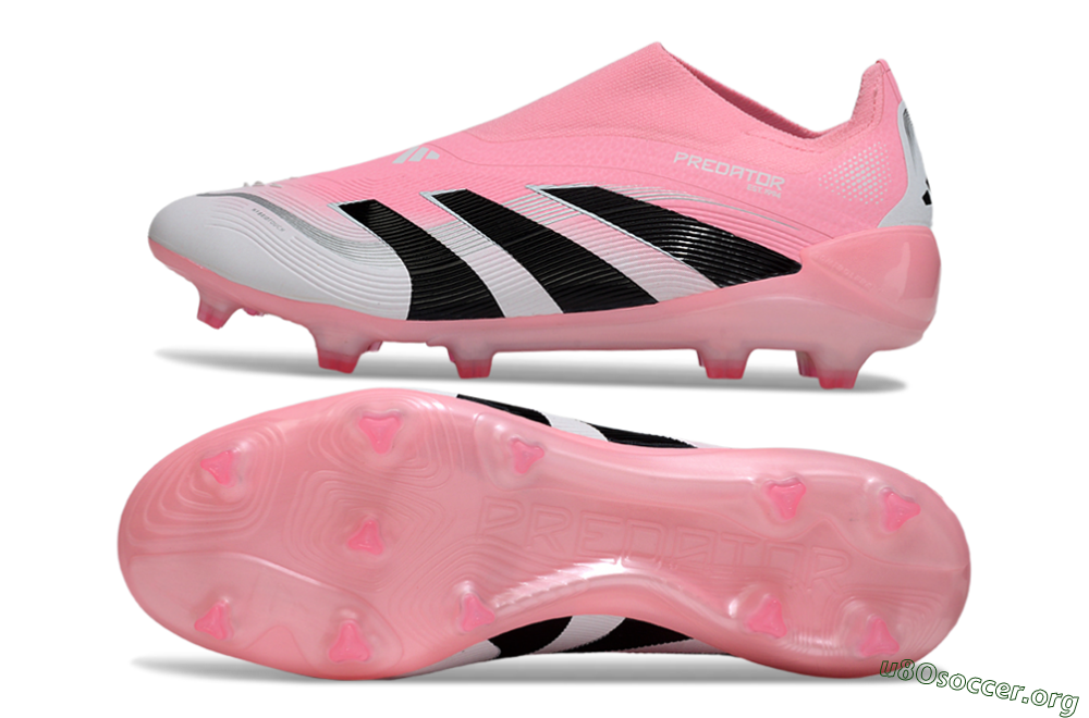 Adidas Predator 25 Elite Laceless FG Football Boots - Pink/White/Black 1