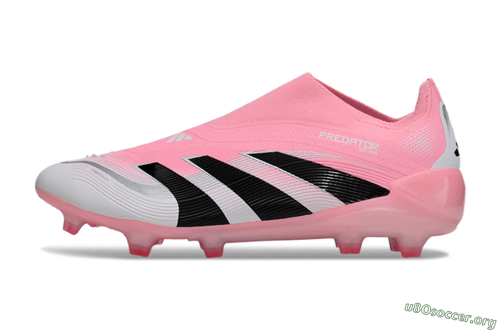 Adidas Predator 25 Elite Laceless FG Football Boots - Pink/White/Black 3