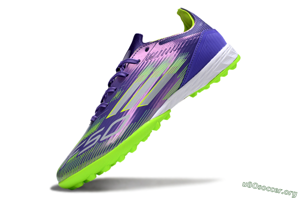 Adidas F50 Pro TF Football Shoes - Purple/Yellow/Silver 6