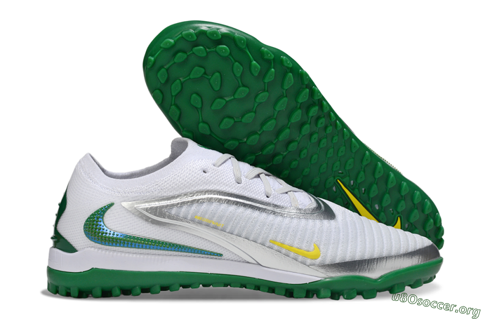 Nike Phantom 6 Low Elite TF Football Shoes - White/Silver/Yellow 2