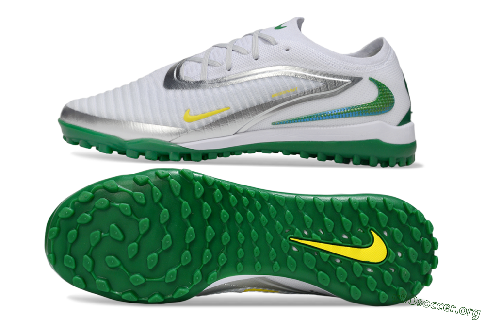 Nike Phantom 6 Low Elite TF Football Shoes - White/Silver/Yellow 1