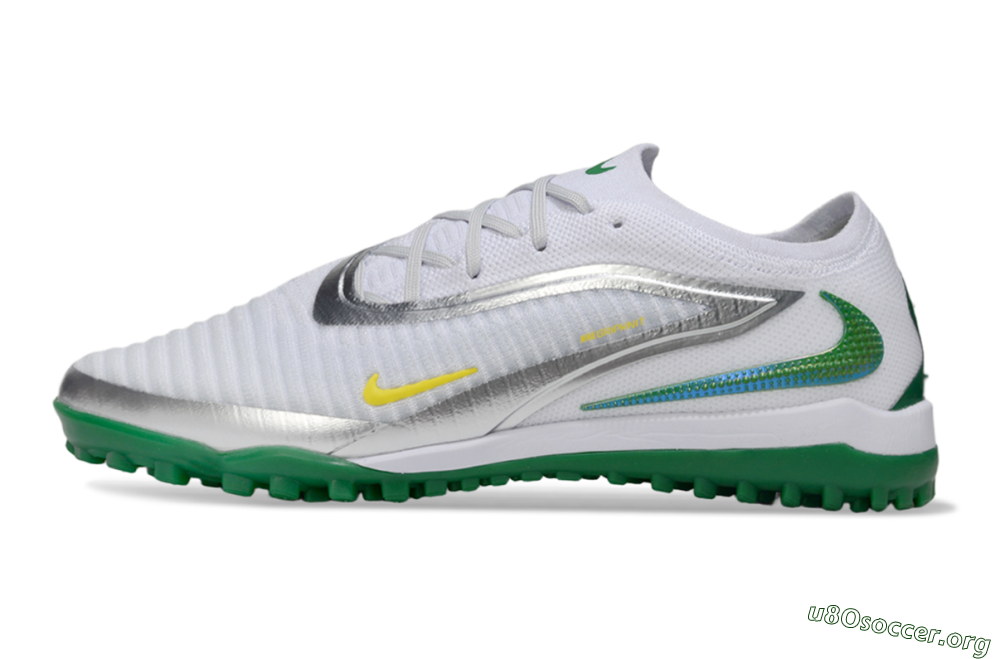 Nike Phantom 6 Low Elite TF Football Shoes - White/Silver/Yellow 3
