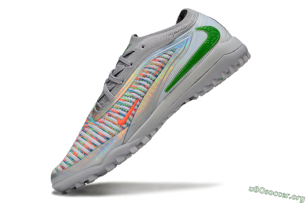 Nike Phantom 6 Low Elite TF Football Shoes - Grey/Silver/Yellow 5
