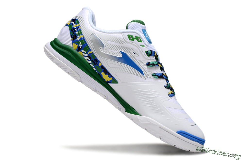 Joma Top Flex IC Football Shoes - White/Silver/Blue 4