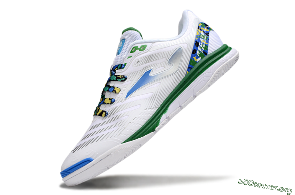 Joma Top Flex IC Football Shoes - White/Silver/Blue 5