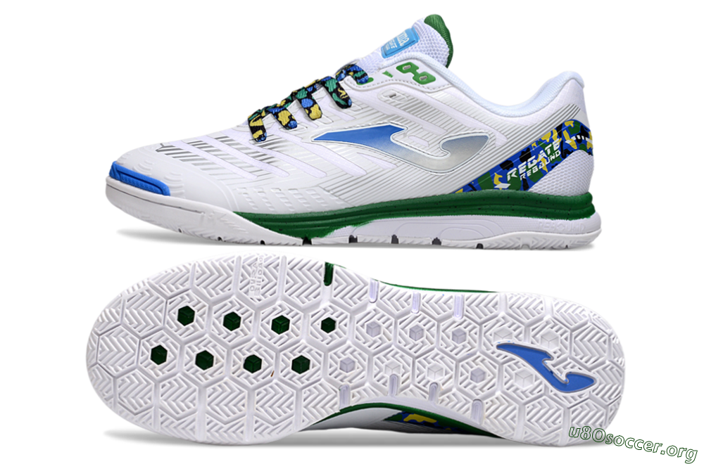 Joma Top Flex IC Football Shoes - White/Silver/Blue 1