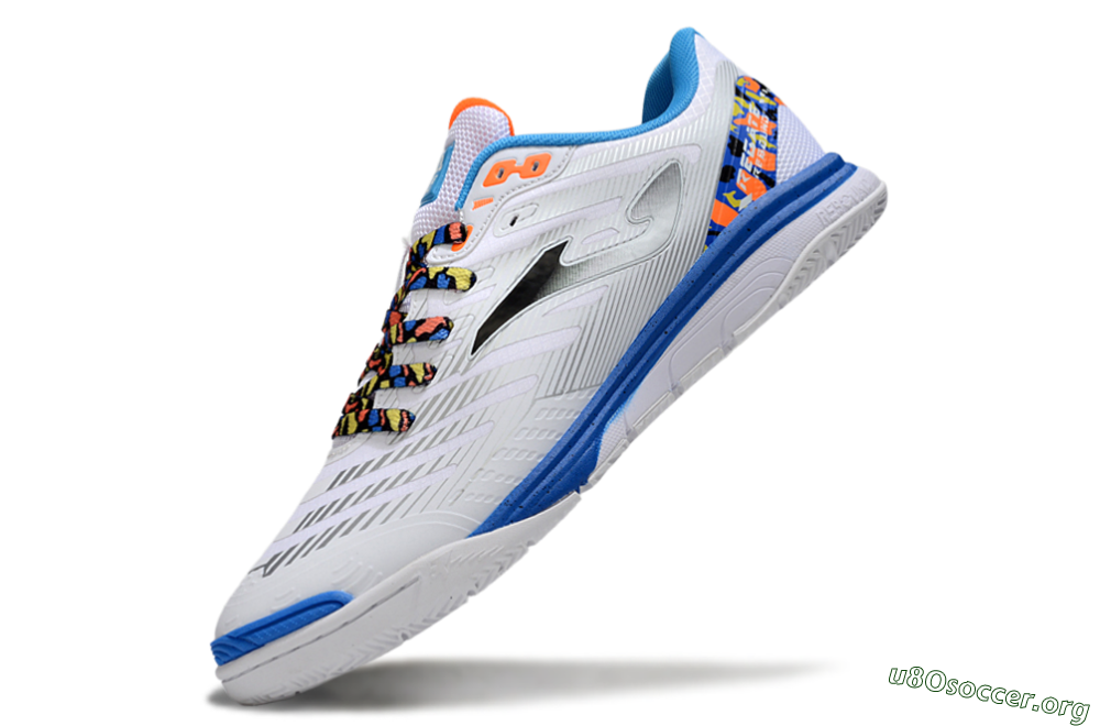 Joma Top Flex IC Football Shoes - White/Silver/Blue 5