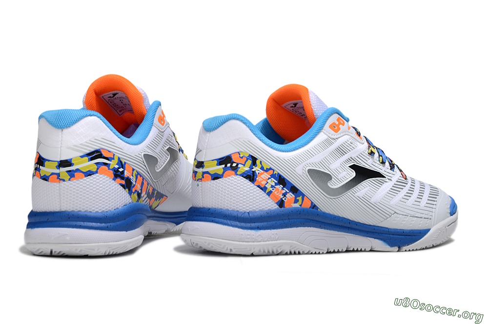 Joma Top Flex IC Football Shoes - White/Silver/Blue 6