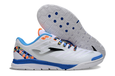 Joma Top Flex IC Football Shoes - White/Silver/Blue