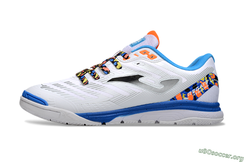 Joma Top Flex IC Football Shoes - White/Silver/Blue 3