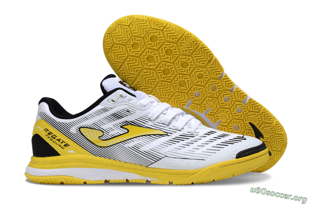 Joma Top Flex IC Football Shoes - White/Black/Yellow 2