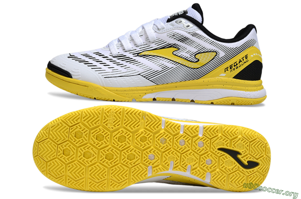 Joma Top Flex IC Football Shoes - White/Black/Yellow 1
