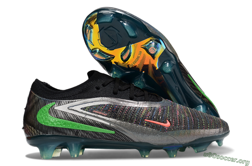 Nike Phantom 6 Low Elite FG Football Boots - Black/Silver/Yellow 2