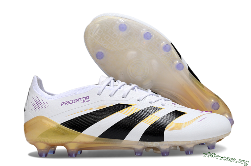 Adidas Predator 25 Elite AG Football Boots - White/Black/Gold 2