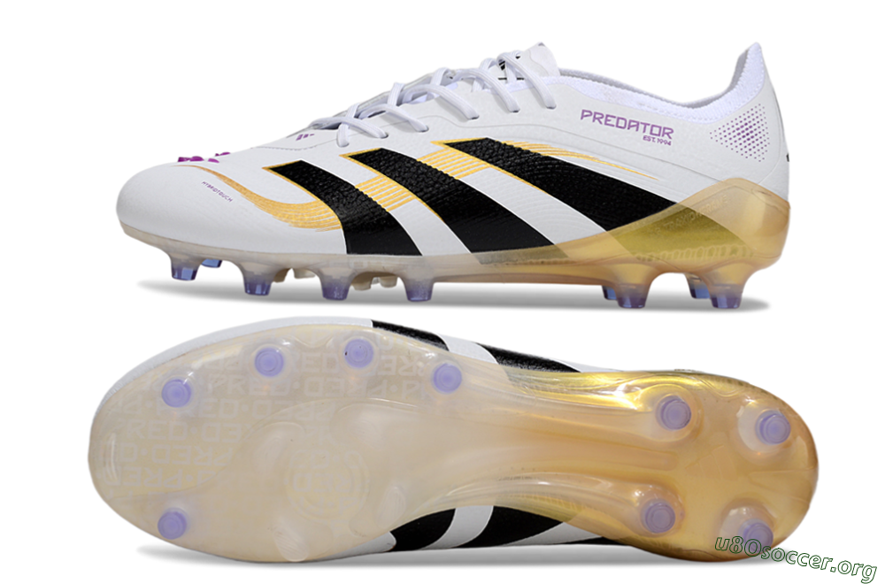 Adidas Predator 25 Elite AG Football Boots - White/Black/Gold 1