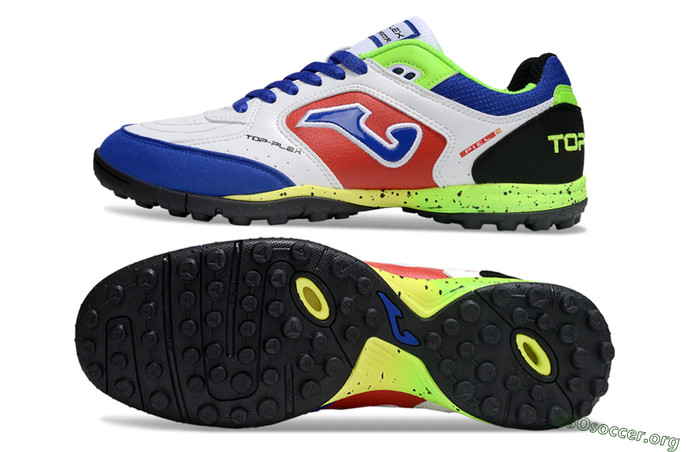 Joma Top Flex TF Football Shoes - White/Red/Blue 1