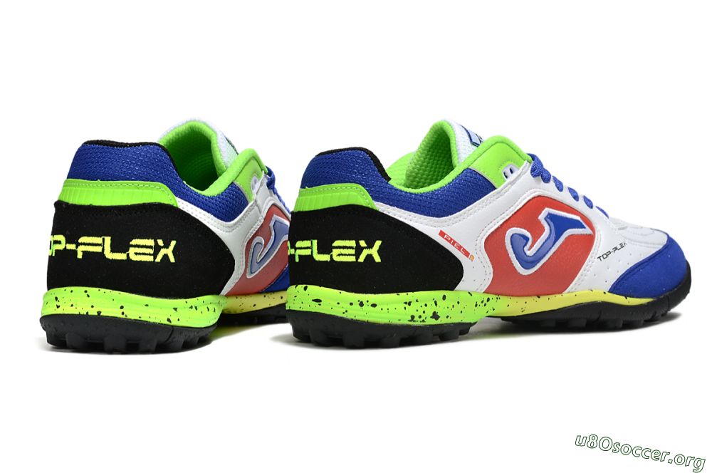 Joma Top Flex TF Football Shoes - White/Red/Blue 6