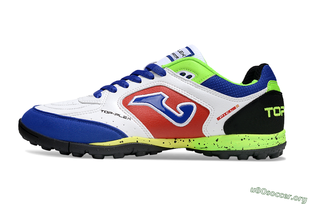 Joma Top Flex TF Football Shoes - White/Red/Blue 3