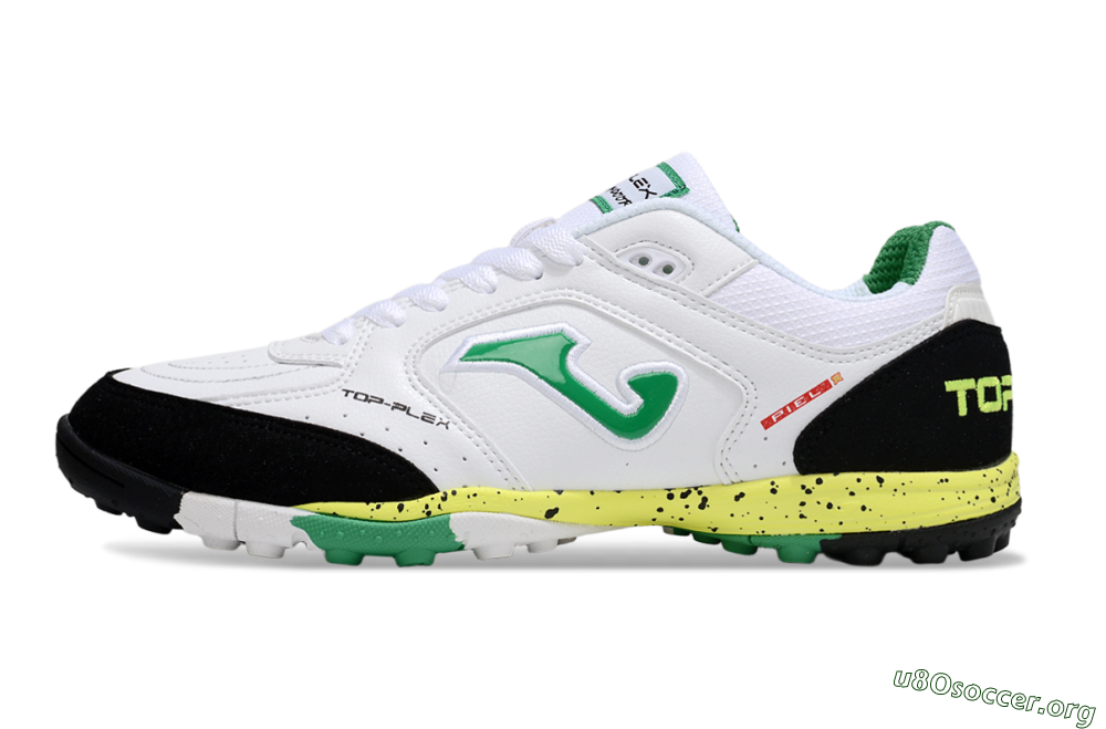 Joma Top Flex TF Football Shoes - White/Green/Yellow 3