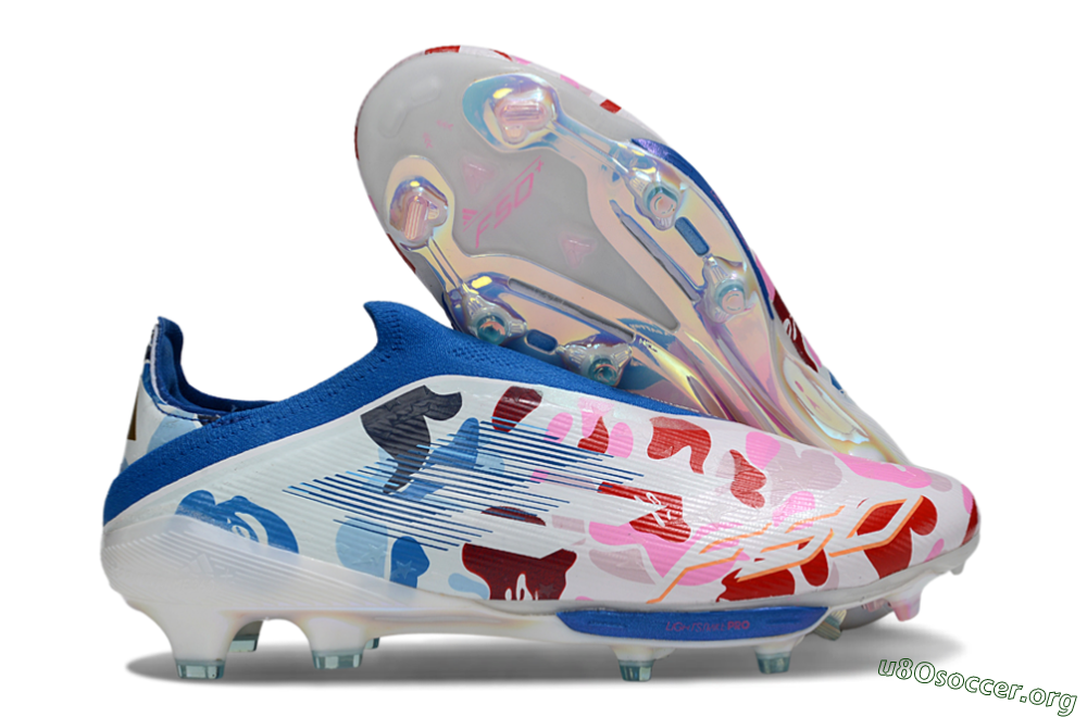 Adidas F50+ Elite Lightstrike Laceless FG Football Boots - Pink/Red/Blue 2