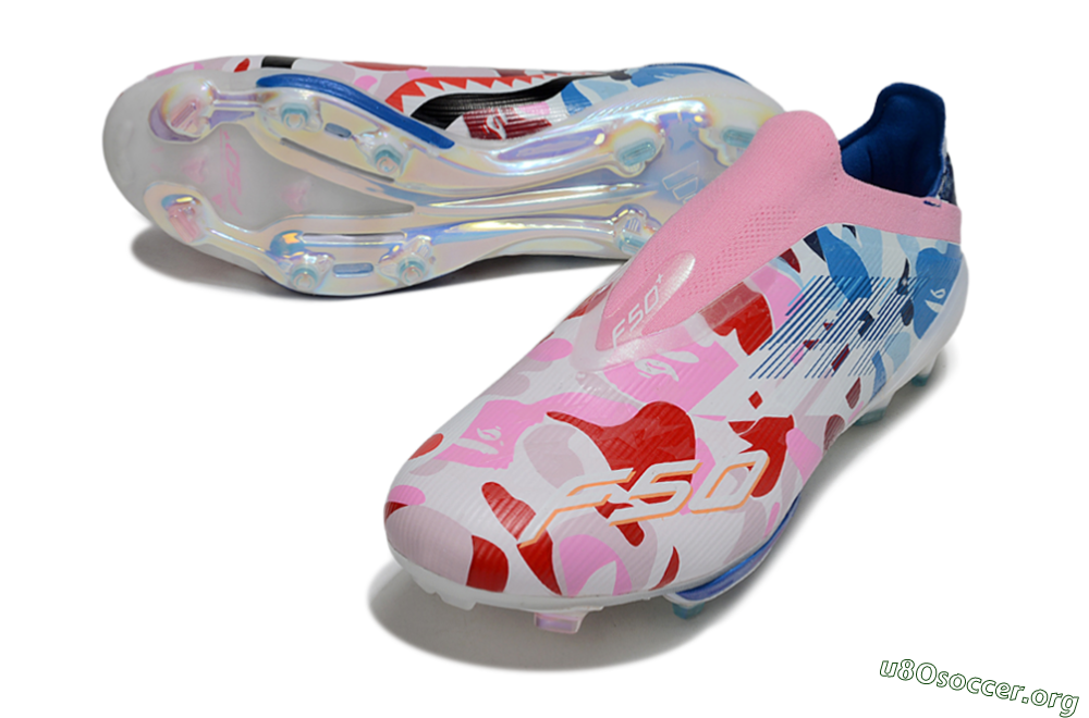 Adidas F50+ Elite Lightstrike Laceless FG Football Boots - Pink/Red/Blue 0