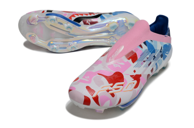 Adidas F50+ Elite Lightstrike Laceless FG Football Boots - Pink/Red/Blue