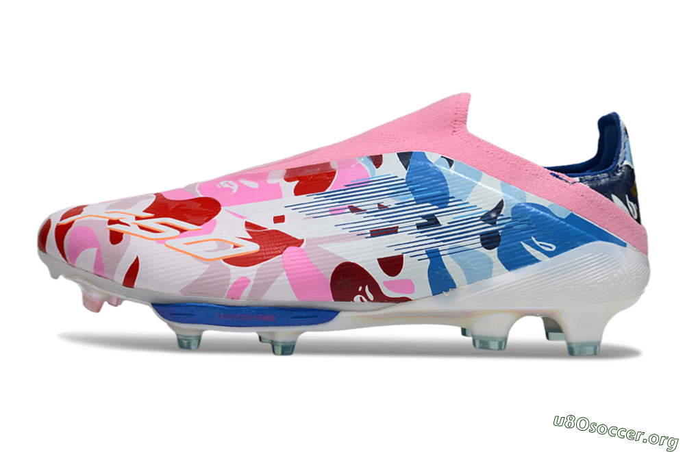 Adidas F50+ Elite Lightstrike Laceless FG Football Boots - Pink/Red/Blue 3