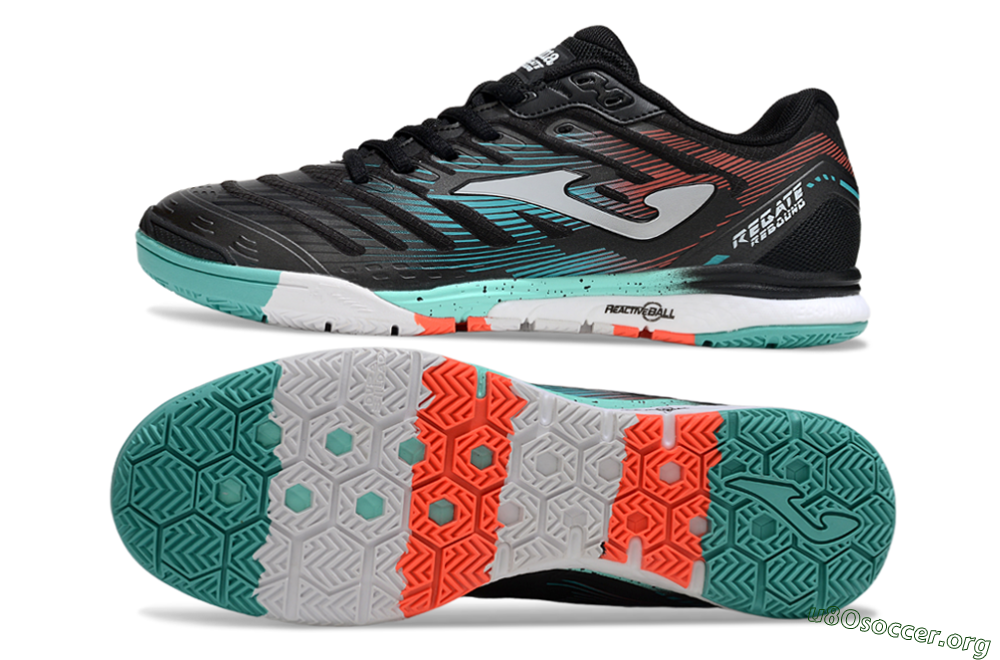 Joma Top Flex IC Football Shoes - Black/Jade/Red 1