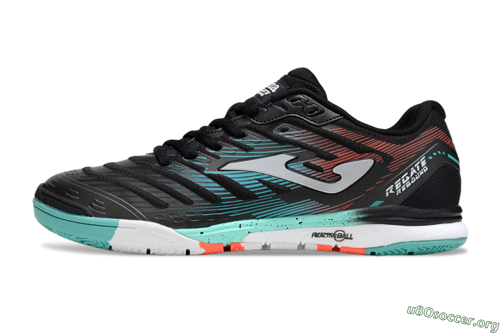 Joma Top Flex IC Football Shoes - Black/Jade/Red 3