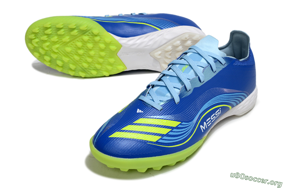 Messi x Adidas F50 Pro TF Football Shoes - Blue/Yellow/White 0