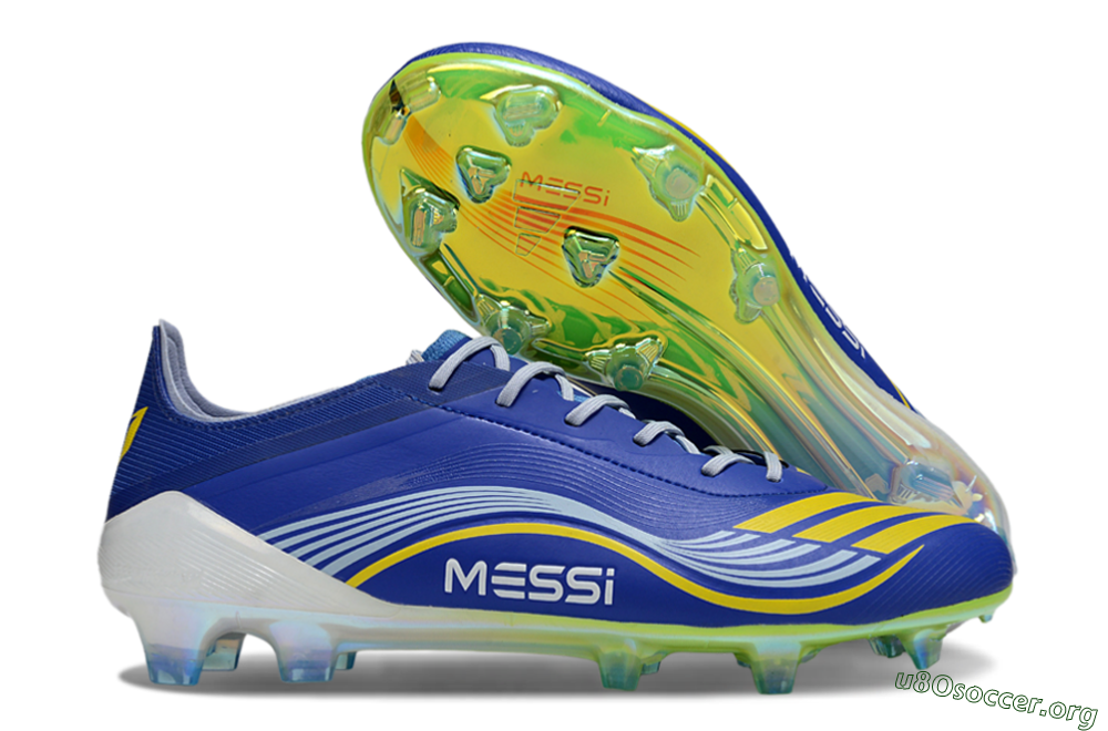 Messi x Adidas F50 Elite FG Football Boots - Blue/Yellow/White 2