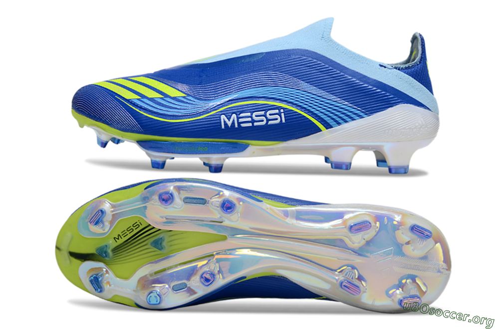 Messi x Adidas F50 Elite Laceless FG Football Boots - Blue/Yellow/White 1