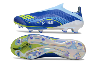 Messi x Adidas F50 Elite Laceless FG Football Boots - Blue/Yellow/White