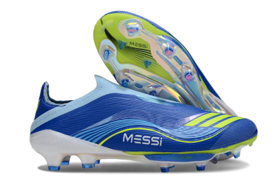 Messi x Adidas F50 Elite Laceless FG Football Boots - Blue/Yellow/White