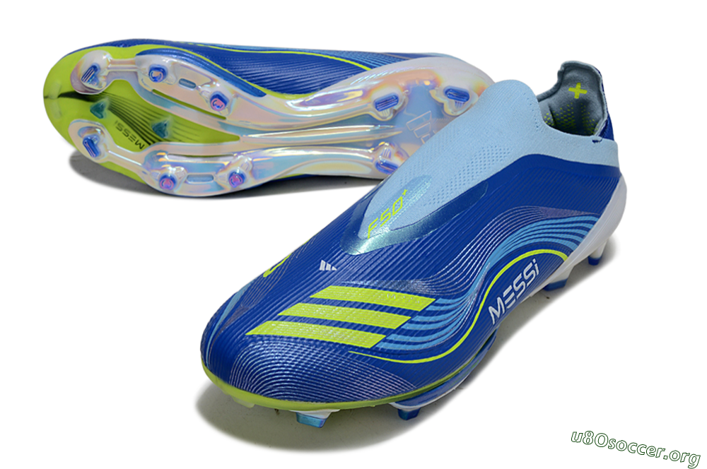 Messi x Adidas F50 Elite Laceless FG Football Boots - Blue/Yellow/White 0