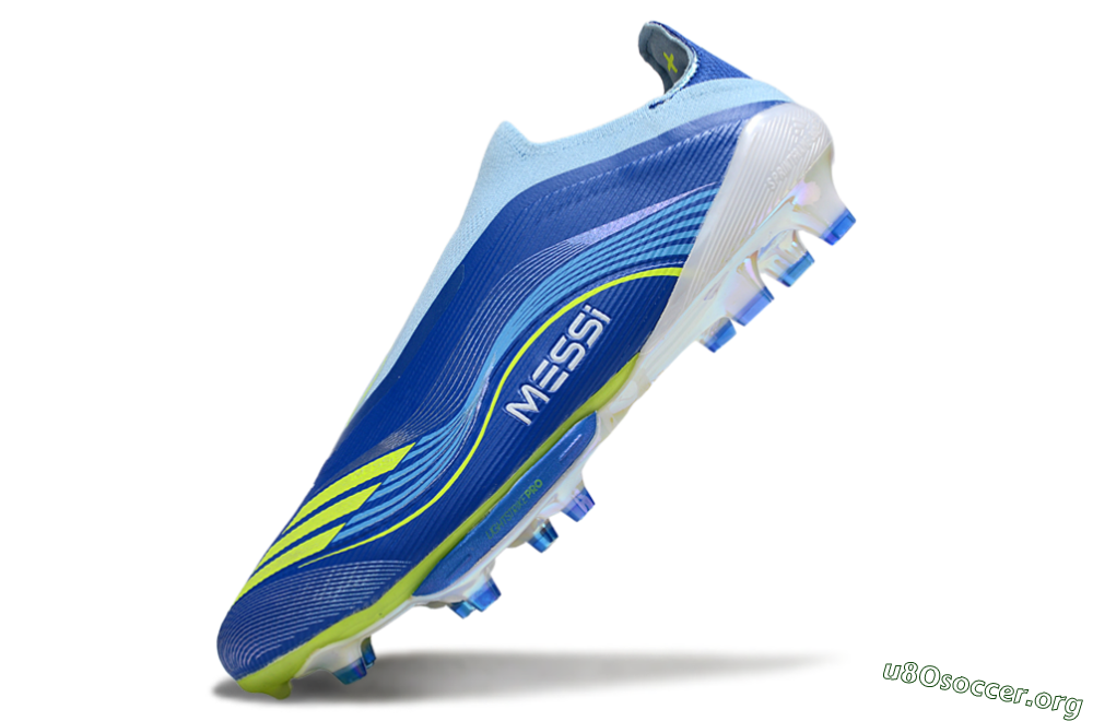 Messi x Adidas F50 Elite Laceless FG Football Boots - Blue/Yellow/White 5
