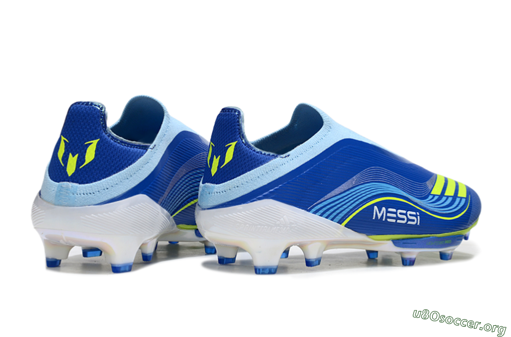 Messi x Adidas F50 Elite Laceless FG Football Boots - Blue/Yellow/White 6