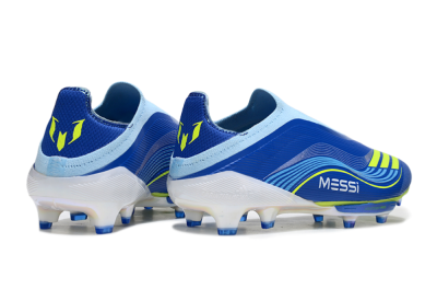 Messi x Adidas F50 Elite Laceless FG Football Boots - Blue/Yellow/White