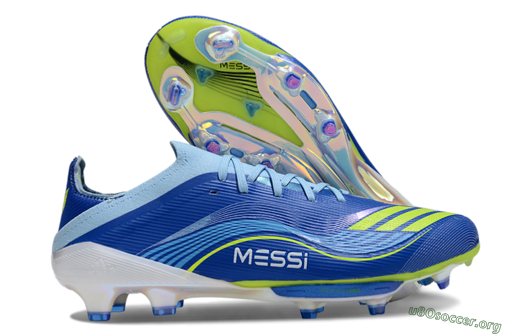 Messi x Adidas F50 Elite FG Football Boots - Blue/Yellow/White 2