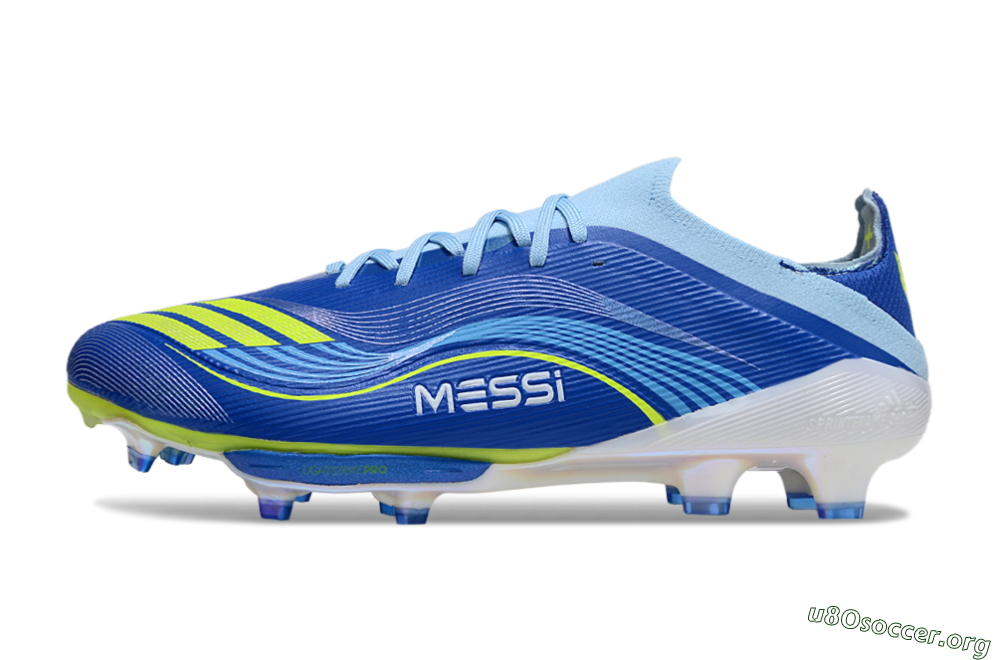 Messi x Adidas F50 Elite FG Football Boots - Blue/Yellow/White 3
