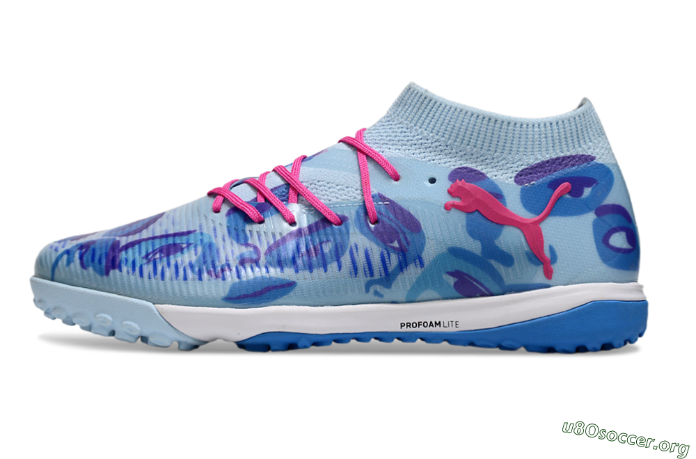 Puma Future 8 Ultimate TF Football Shoes - Blue/Pink/White 3