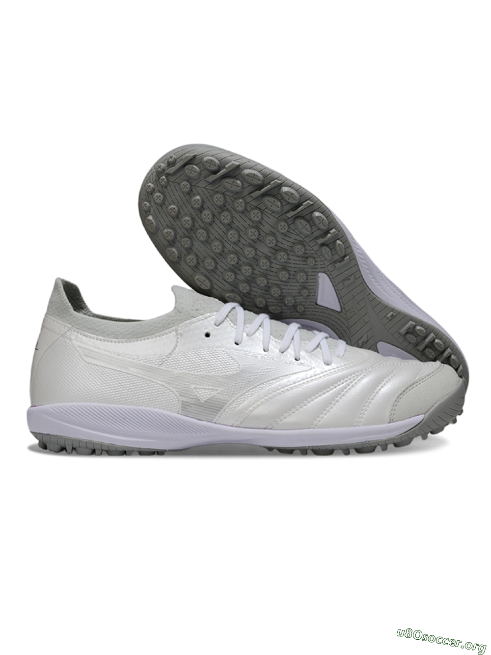Mizuno Morelia Neo 4 TF Football Shoes - White/Silver Mist/Carbon Gray 2