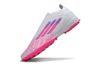 Adidas F50 Elite Laceless TF Football Shoes - White/Neon Pink/Sky Blue